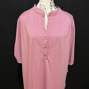 PerSeption Women’s Short Sleeve Blouse. New with Tags. Rose Pink. Size 2X.